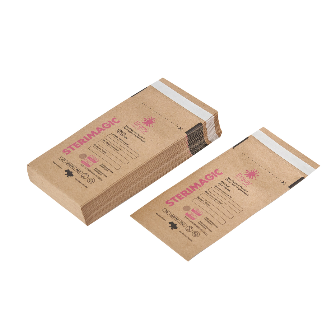 Пакет для стерилізації паперовий бурий ППСП-К 60Х100 мм (100 шт/пак)"Enjoy-professional" - "SteriMagiс"